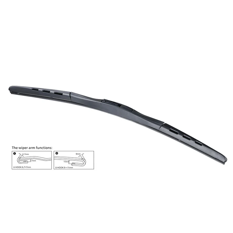 front hybrid wiper blades with j hook adapters t180 detail